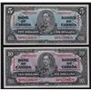 Image 3 : 1937 Bank of Canada Specimen Set (Large Heading) - Perforated three times diagonally, these specimen