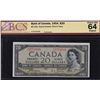 Image 1 : 1954 Bank of Canada $20 - CH BC-33a Devil's Face. BCS Original Choice UNC64. S/N:A/E2752039.