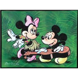 Dick Duerrstein Orig Painting Mickey, Minnie Mouse Hula
