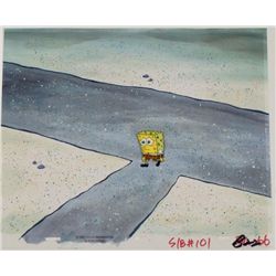 Original SpongeBob Animation Cel & Background Lonely