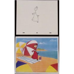 Dino Waiting Orignial Cel Animation Drawing Flintstones