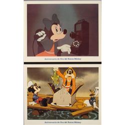 2 Mickey Mouse Golden Anniversary Orig Lobby Cards