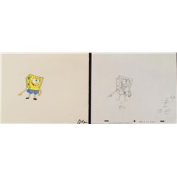 SpongeBob Original Production Cel w/ Drawing Pointing