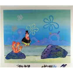 Orig SpongeBob Animation Cel, Background Patrick In Tux