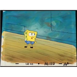 Original SpongeBob Animation Cel & Background Pointing