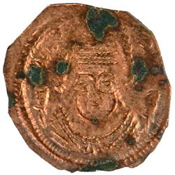 ARAB-SASANIAN: al-Muhallab b. Abi Sufra, ca. 694-698, AE pashiz (0.55g), NM, ND