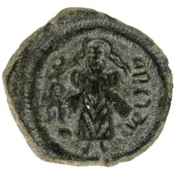ARAB-BYZANTINE: Standing Caliph, ca. 692-700, AE fals (3.27g), Iliya Filastin (Jerusalem), ND
