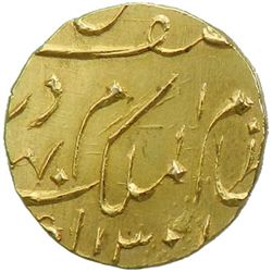 HYDERABAD: Mir Mahbub Ali Khan, 1869-1911, AV 1/4 ashrafi (2.80g), Farkhanda Bunyad, AH1301