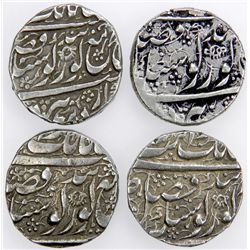 SIKH EMPIRE: LOT of 4 nanakshahi rupees, VS1873, 1875, 1876, 1877, vf-ef condition