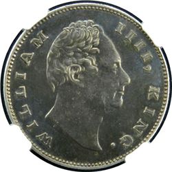 BRITISH INDIA: William IV, 1830-1837, AR rupee, 1835 (c), NGC graded PL-63 (Proof 63)