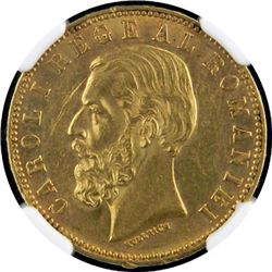 ROMANIA: Carol I, as King, 1881-1914, AV 20 lei, 1890-B