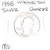 Image 1 : 1958 Washington SILVER Quarter *RARE MS HIGH GRADE - NICE COIN*!!