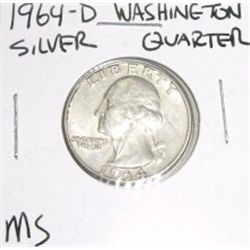 1964-D Washington SILVER Quarter *RARE MS HIGH GRADE - NICE COIN*!!