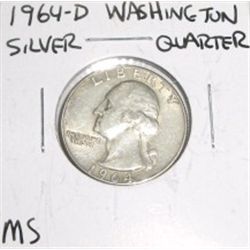 1964-D Washington SILVER Quarter *RARE MS HIGH GRADE - NICE COIN*!!