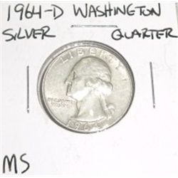 1964-D Washington SILVER Quarter *RARE MS HIGH GRADE - NICE COIN*!!