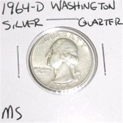 1964-D Washington SILVER Quarter *RARE MS HIGH GRADE - NICE COIN*!!