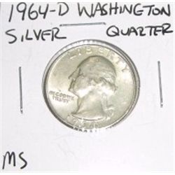 1964-D Washington SILVER Quarter *RARE MS HIGH GRADE - NICE COIN*!!