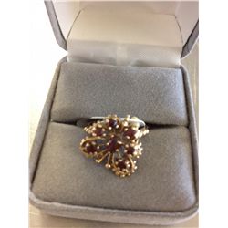 14K GOLD GARNET BUTTERFLY RING