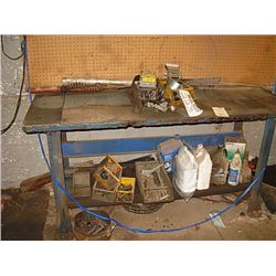 METAL WORK TABLE W/ CONTENTS