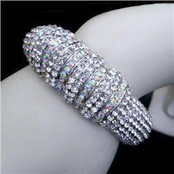 Clear Swarovski Crystal Classic Style Bangle Cuff Brace