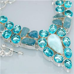 Chunky Blue Topaz & Aquamarine Gemstones and Sterling