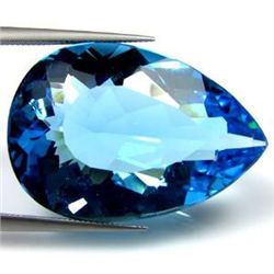 MASSIVE 31.10 CTS NATURAL BRAZILIAN PEAR SHAPED BLUE TO