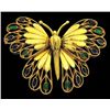 Image 2 : VINTAGE GOLD TONE BUTTERFLY PIN BROOCH WITH FOIL GLASS