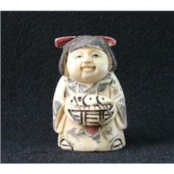 MWF1542J Handcarved Ox Bone Netsuke Figure