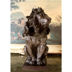 ENORMOUS 50LB Bronze Lion with Blowing Mane