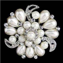 Vintage Style Pearl and Swarovski Crystal Floral Drop B