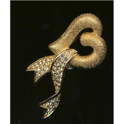 BEAUTIFUL CHRISTIAN DIOR RIBBON & HEART BROOCH MWF1797