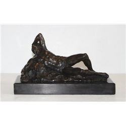 Grandoise Reclining Male Nude Bronze Sculpture After