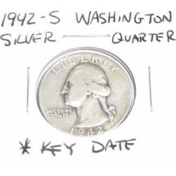 1942-S Washinton SILVER Quarter *RARE KEY DATE - PLEASE LOOK AT PICTURE TO DETERMINE GRADE - NICE CO