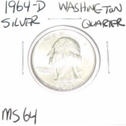 1964-D Washinton SILVER Quarter *RARE MS-64 HIGH GRADE - NICE COIN*!!