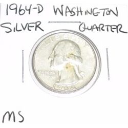 1964-D Washinton SILVER Quarter *RARE MS HIGH GRADE - NICE COIN*!!