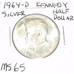 1964-D Kennedy SILVER Half Dollar *RARE MS-65 HIGH GRADE - NICE COIN*!!