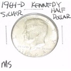 1964-D Kennedy SILVER Half Dollar *RARE MS HIGH GRADE - NICE COIN*!!