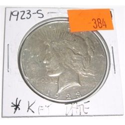 1923-S Peace SILVER Dollar *RARE KEY DATE - PLEASE LOOK AT PICTURE TO DETERMINE GRADE*!!