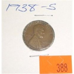 1938-S Lincoln Cent *PLEASE LOOK AT PICTURE TO DETERMINE GRADE*!!