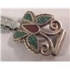 Image 3 : Navajo Sterling Chip Inlay Butterfly Watchband
