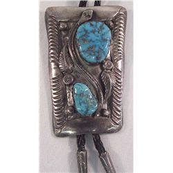 Navajo Sterling Turquoise Bolo Tie - Elsie Yazzie