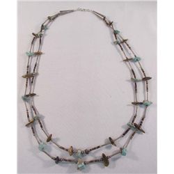 Navajo Sterling Turquoise Cat's Eye Necklace