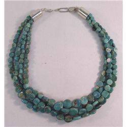 Navajo 4 Strand Turquoise Tab Necklace - Arviso