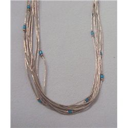 Navajo Liquid Silver Turquoise 10 Strand Necklace