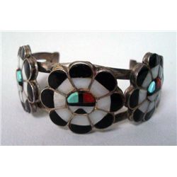 Zuni Sterling Turquoise Inlay Bracelet
