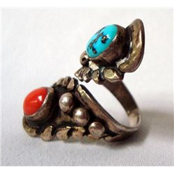 Navajo Sterling Turquoise Coral Ring