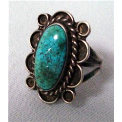 Navajo Sterling Nevada Spiderweb Turquoise Ring