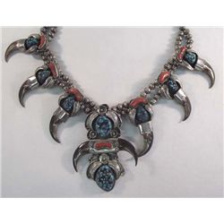 Navajo Silver Turquoise Squash Necklace - Kaysu