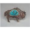 Image 1 : Navajo Sterling Turquoise Buffalo Pin/Pendant