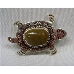 Navajo Sterling Turquoise Turtle Pin/Pendant - AJC